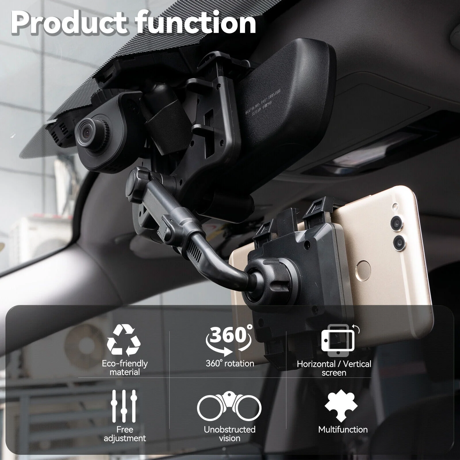 Yiyasu Universal 360°Car Rearview Mirror Holder Stand For-Mobile Cell Smart Phone GPS Phone Holde