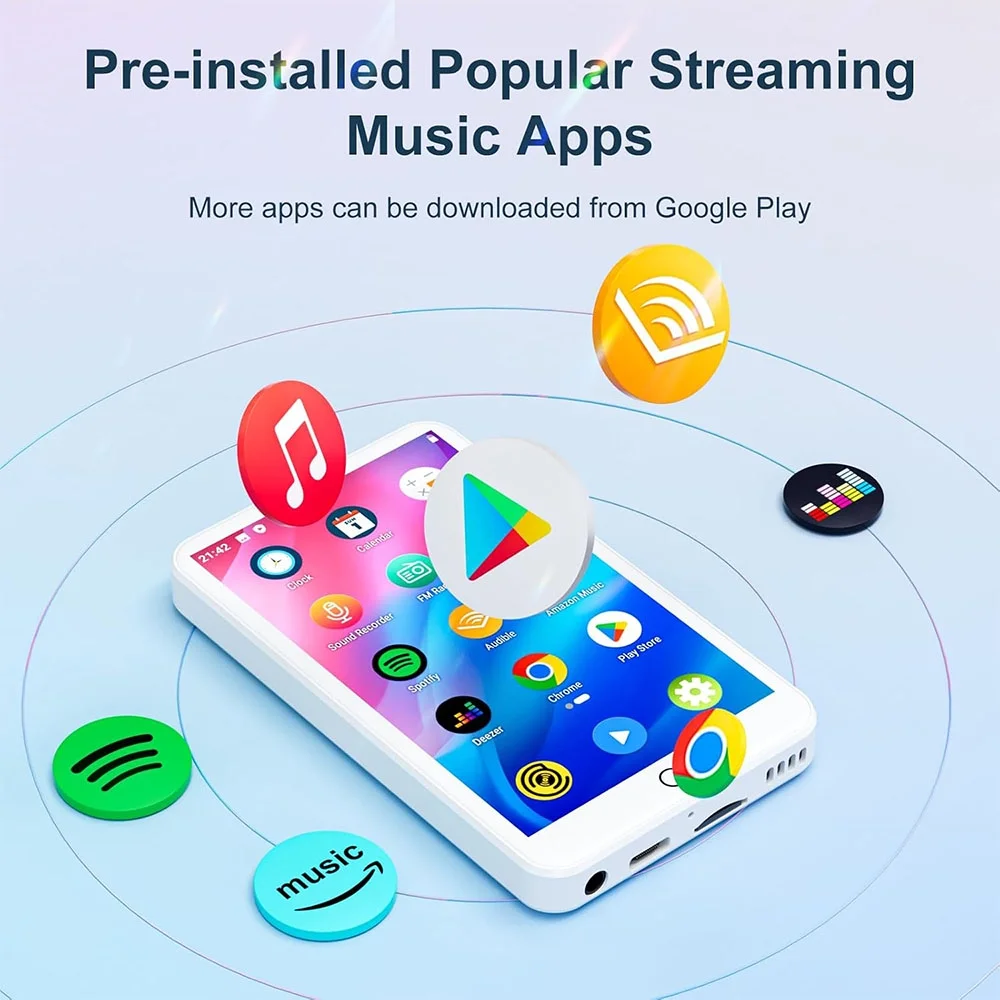 MECHEN H1 Pro MP3 Player with Bluetooth and Wifi, 4" Full Touch Screen Music Player with Spotify, Amazon Music, Deezer, Audible, Browser, Up to 512GB