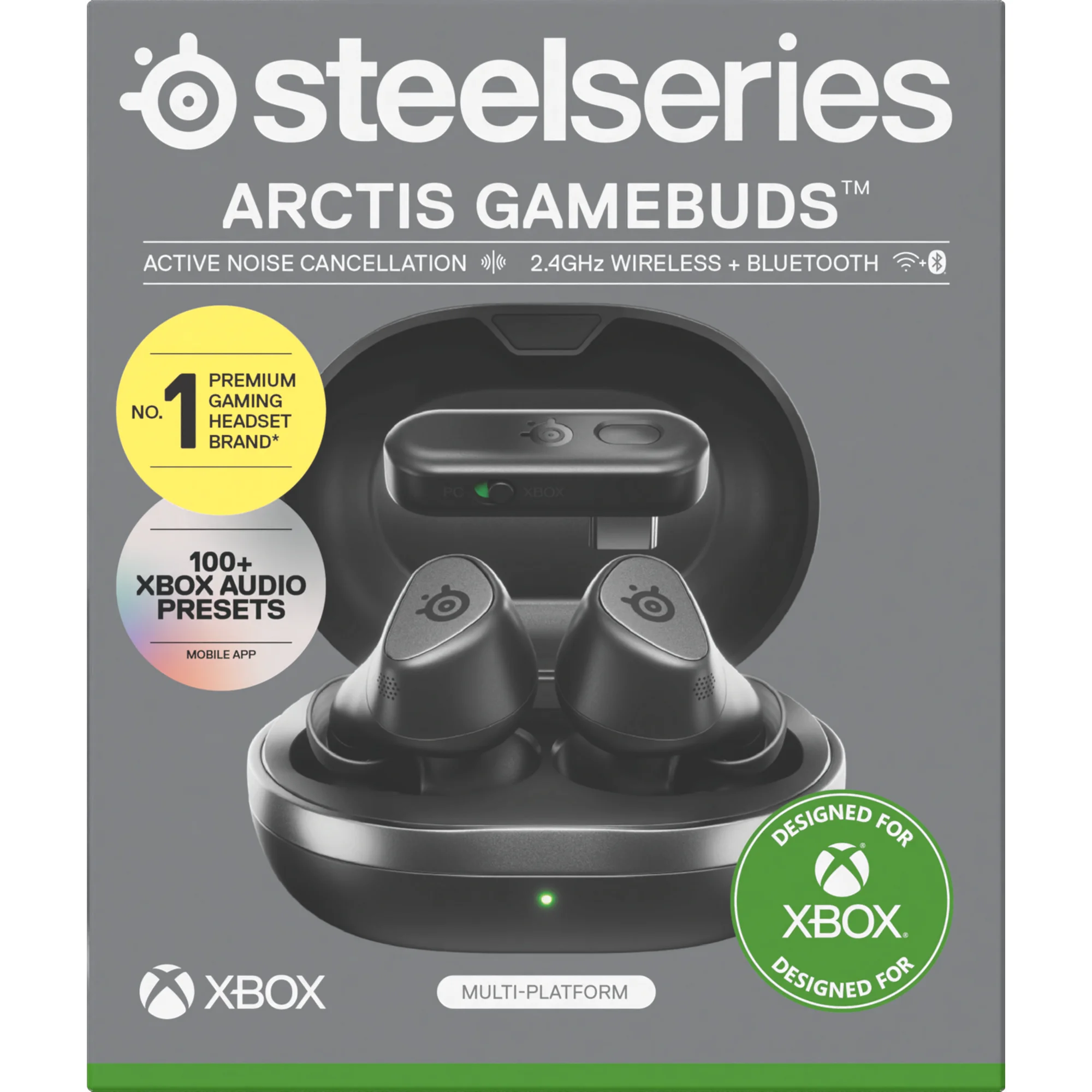 Steelseries SteelSeries Arctis GameBuds™ for Xbox — Wireless Charging and 40H Battery — Compatible with PC, PS5, Switch, Mobile, Black