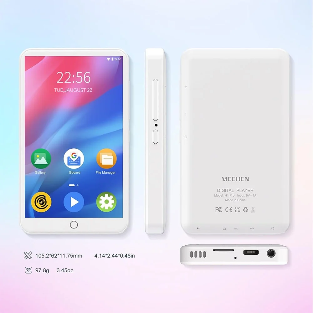 MECHEN H1 Pro MP3 Player with Bluetooth and Wifi, 4" Full Touch Screen Music Player with Spotify, Amazon Music, Deezer, Audible, Browser, Up to 512GB
