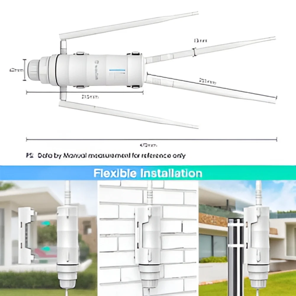 AC1200 Wifi Router, Dual Band 1200Mbps Weatherproof Wireless Router with PoE Signal Booster for Home