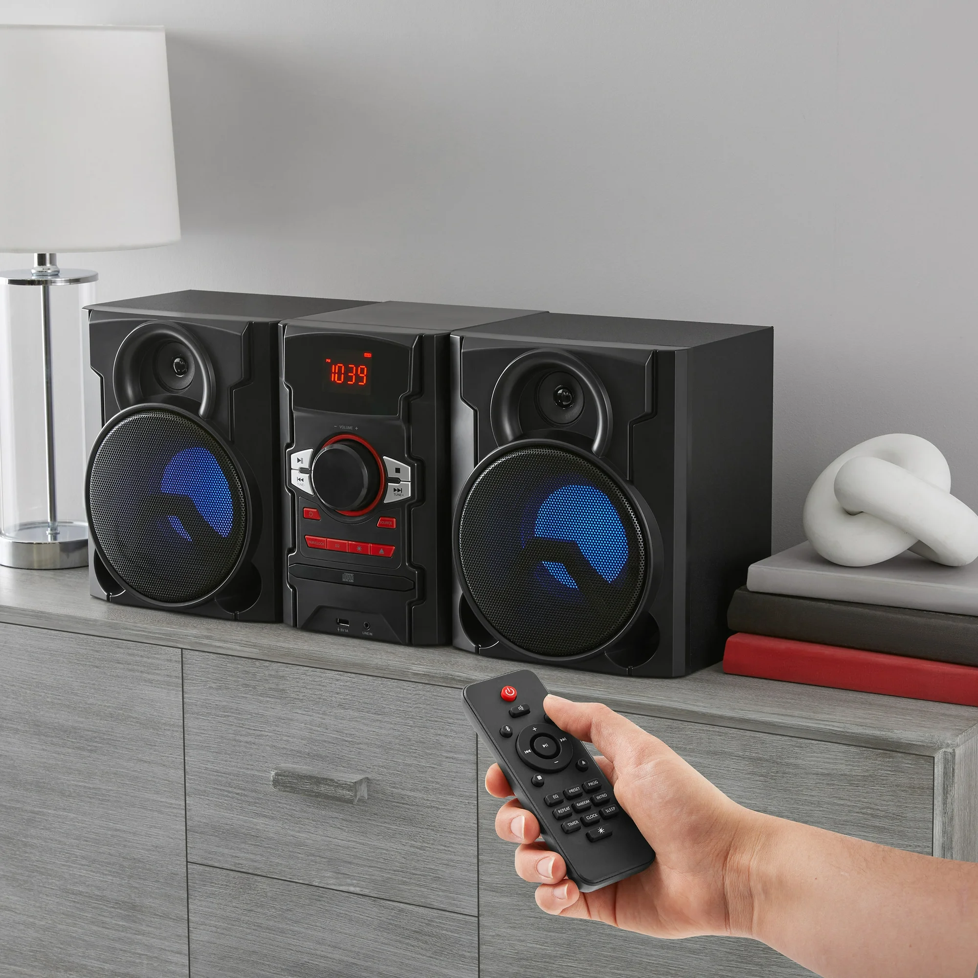 Onn. 100W CD Stereo System with Bluetooth and USB Charging Port