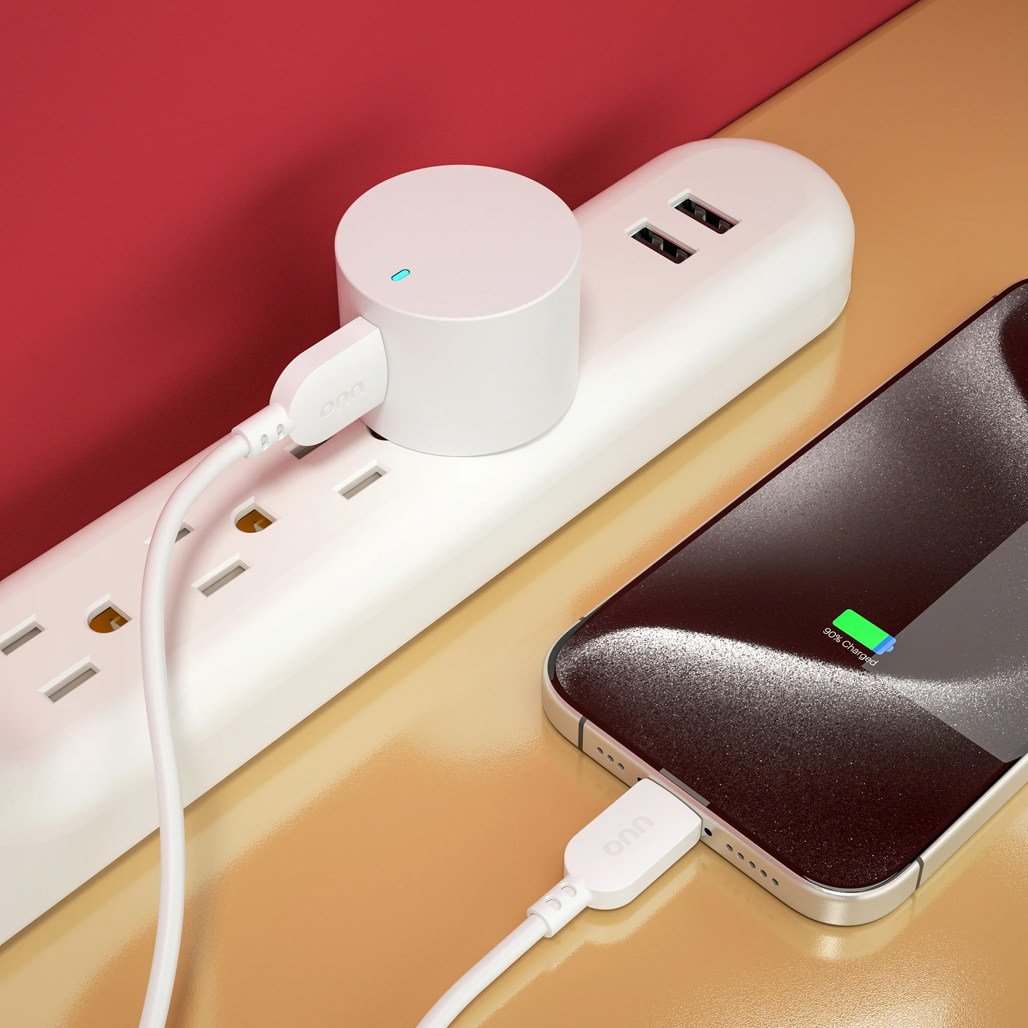 onn 12W Single USB-A Port Wall Charger with 3ft USB-C to USB Cable, Foldable Plug, White - Compatible with iPhone 17/16/15 Series, Samsung Galaxy, Google Pixel, and more
