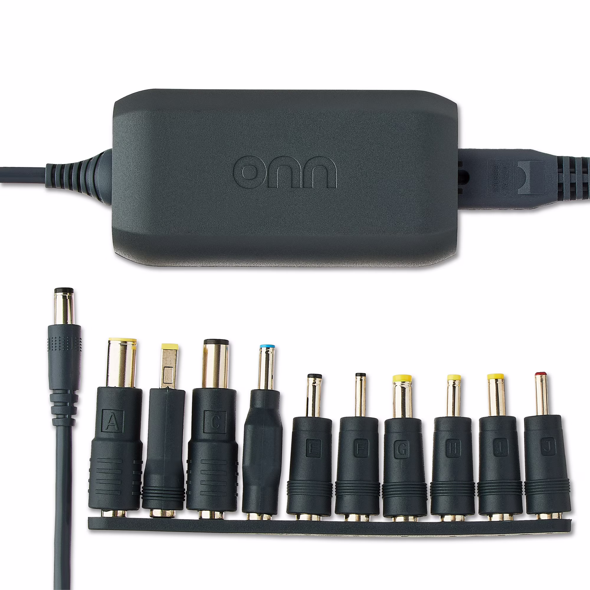 onn 65W Laptop Charger with 10 Interchangeable Tips, 10ft Power Cord, for HP, Dell, Lenovo, Grey